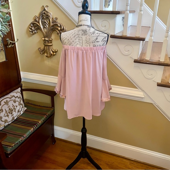 TCEC blush off the shoulder fringe bell sleeve top - RARE! - Picture 5 of 6